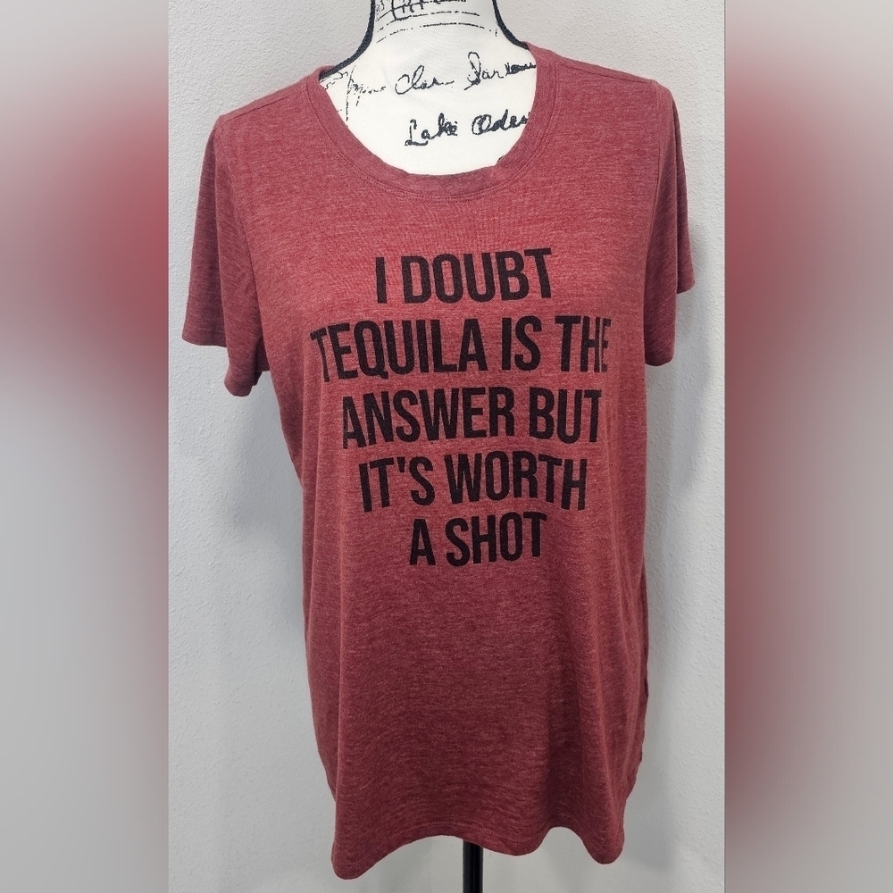 Torrid Womens Worth A Shot Slim Fit Crew  Short Sleeve Tee Brick Red Size 0/L/12